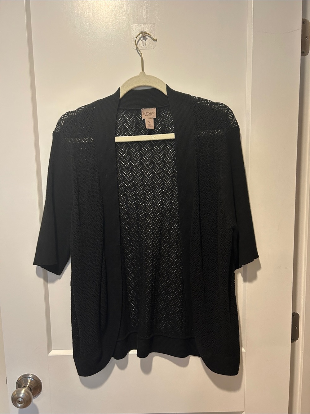 croft & barrow Black Open-Front Short-Sleeve Knit Cardigan